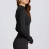 Thermische top met lange mouwen in zwart luipaardprint