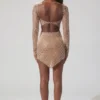 Thora versierde asymmetrische crop top in amandel