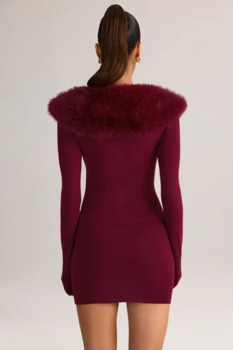 Tova gebreid minirok met middelhoge taille in wijnrood