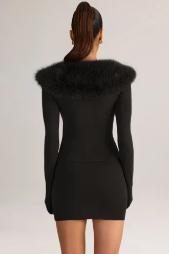 Tova gebreide minirok met middelhoge taille in zwart