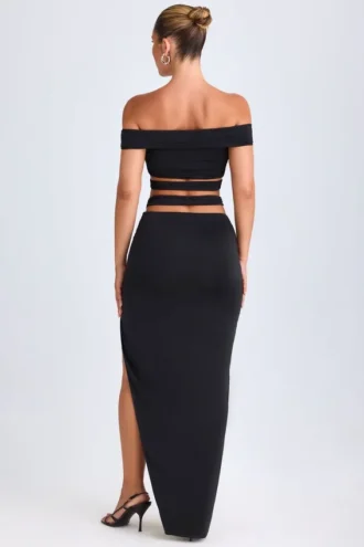 Urara asymmetrische maxi-rok met uitsnijdingen in zwart