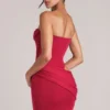 Veda Bandeau Bodycon Minijurk in kersenrood
