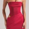 Veda Bandeau Bodycon Minijurk in kersenrood