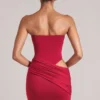 Veda Bandeau Bodycon Minijurk in kersenrood