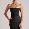 Veda bandeau bodycon minijurk in zwart