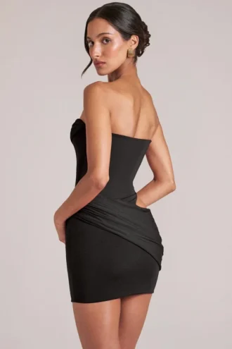 Veda bandeau bodycon minijurk in zwart