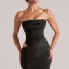 Veda bandeau bodycon minijurk in zwart