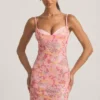Velena versierde camisole bodycon mini-jurk in roze