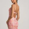 Velena versierde camisole bodycon mini-jurk in roze