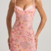 Velena versierde camisole bodycon mini-jurk in roze