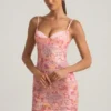 Velena versierde camisole bodycon mini-jurk in roze