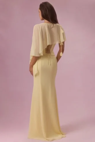 Velina chiffon cape in botergeel