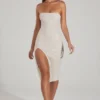 Verbier versierde bandeau-midi-jurk met col in ivoor