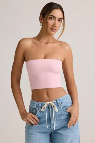 Verna Modal strapless crop top in babyroze