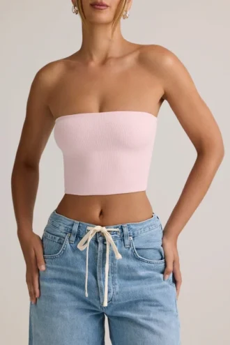 Verna Modal strapless crop top in babyroze