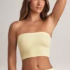 Verna Modal strapless crop top in citroensorbet
