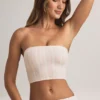 Verna Modal strapless crop top in gestreepte print
