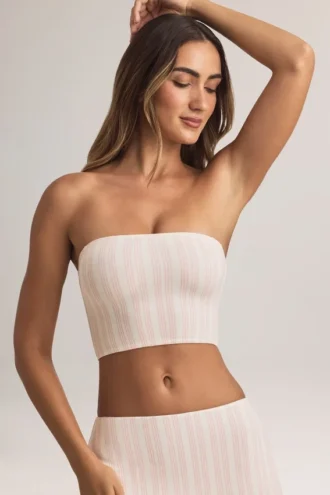 Verna Modal strapless crop top in gestreepte print