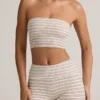 Verna Modal strapless crop top in roze-geel gestreept