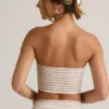 Verna Modal strapless crop top in roze-geel gestreept
