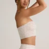Verna Modal strapless crop top in roze-geel gestreept