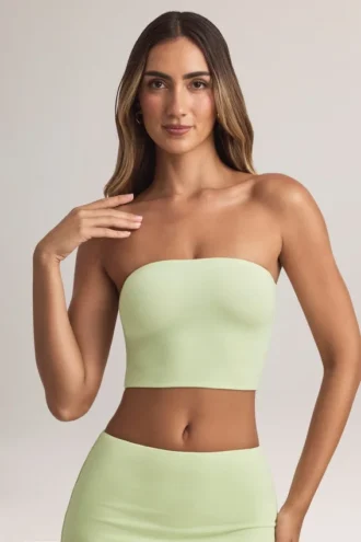 Verna Modal strapless crop top in saliegroen