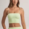 Verna Modal strapless crop top in saliegroen