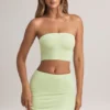 Verna Modal strapless crop top in saliegroen