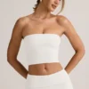 Verna Modal strapless crop top in wit
