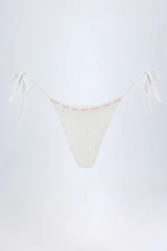 Vernazza Broderie Anglaise stringbikini met strikjes aan de zijkant in wit