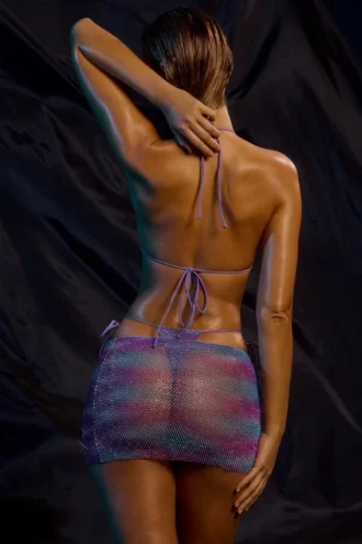 Versierde badmode-minirok met lage taille in blauw ombré