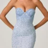 Vesna versierde fishtail-jurk met sweetheart-hals in hemelsblauw