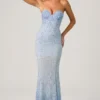 Vesna versierde fishtail-jurk met sweetheart-hals in hemelsblauw
