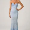 Vesna versierde fishtail-jurk met sweetheart-hals in hemelsblauw