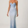 Vesna versierde fishtail-jurk met sweetheart-hals in hemelsblauw