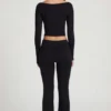 Vevina Modal Mid-Rise Flared Broek in Zwart