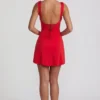 Violetta minijurk met strik aan de achterkant in rood