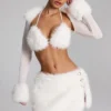 Vira bolero met imitatiebont in wit
