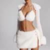 Vira bolero met imitatiebont in wit