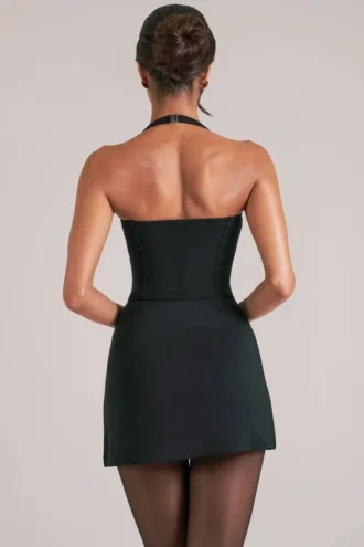 Vita Longline Halterneck Top  in Zwart
