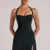 Vita Longline Halterneck Top  in Zwart