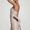 Viviana satijnen strapless minijurk met strikdetail in ivoor