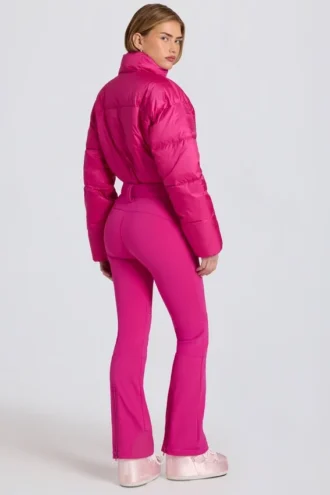 Waterdicht, gewatteerd skipak met riem in magenta roze