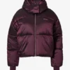 Waterdichte cropped oversized ski-jas in bordeauxrood