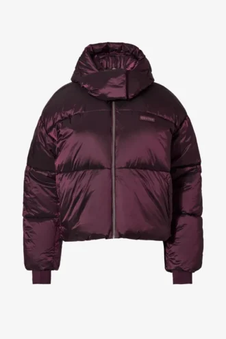 Waterdichte cropped oversized ski-jas in bordeauxrood