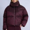 Waterdichte cropped oversized ski-jas in bordeauxrood