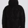Waterdichte cropped oversized ski-jas in zwart met luipaardprint