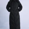 Waterdichte lange parka met capuchon in zwart