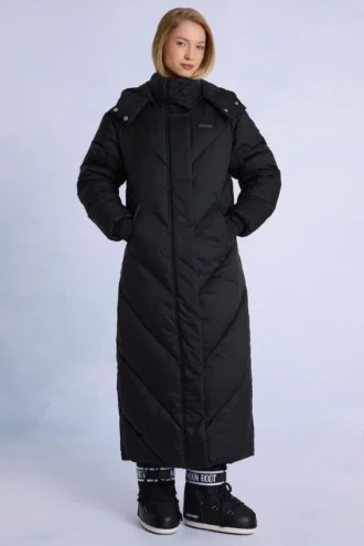 Waterdichte lange parka met capuchon in zwart
