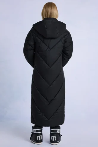 Waterdichte lange parka met capuchon in zwart